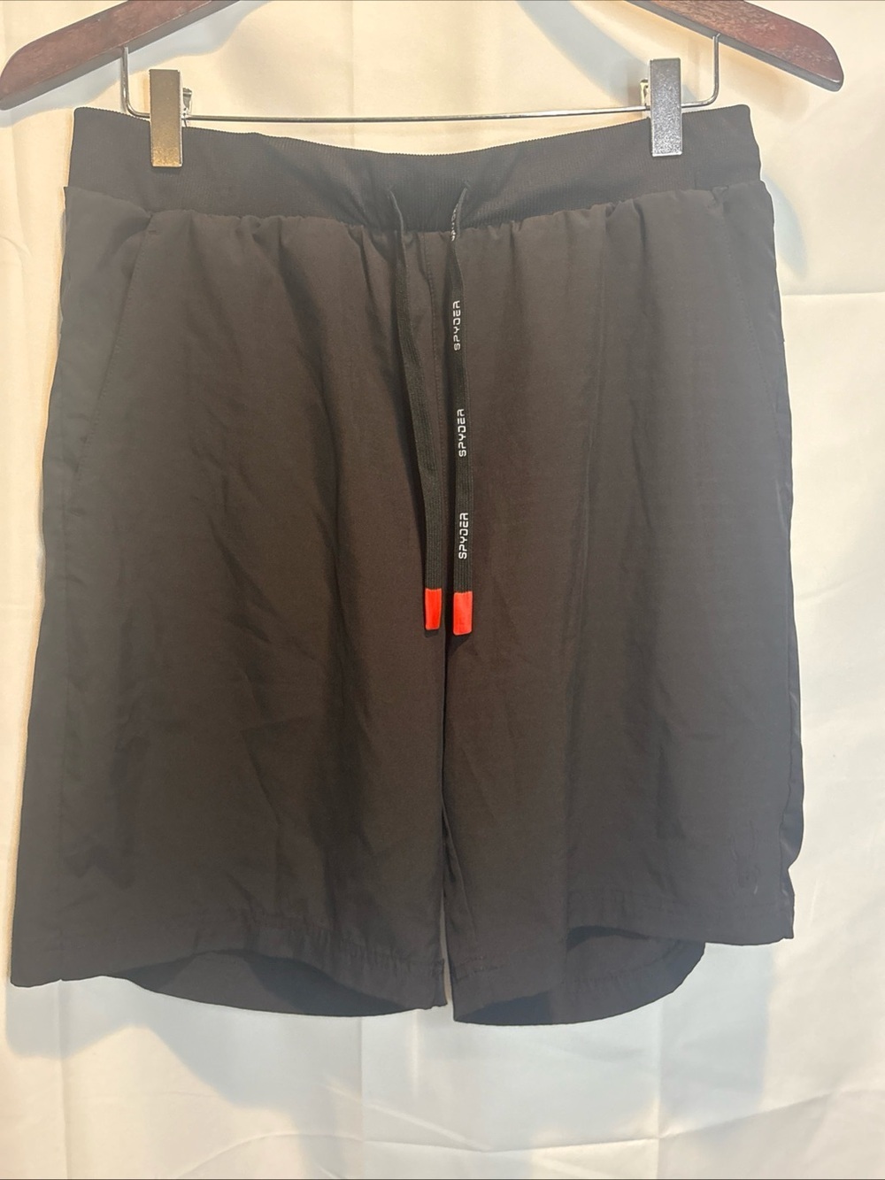 Spyder Black Athletic Shorts with Red Drawstring Tips